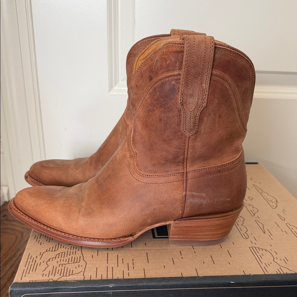 Tecovas The Penny Brown Leather Western Booties - Picture 6 of 7